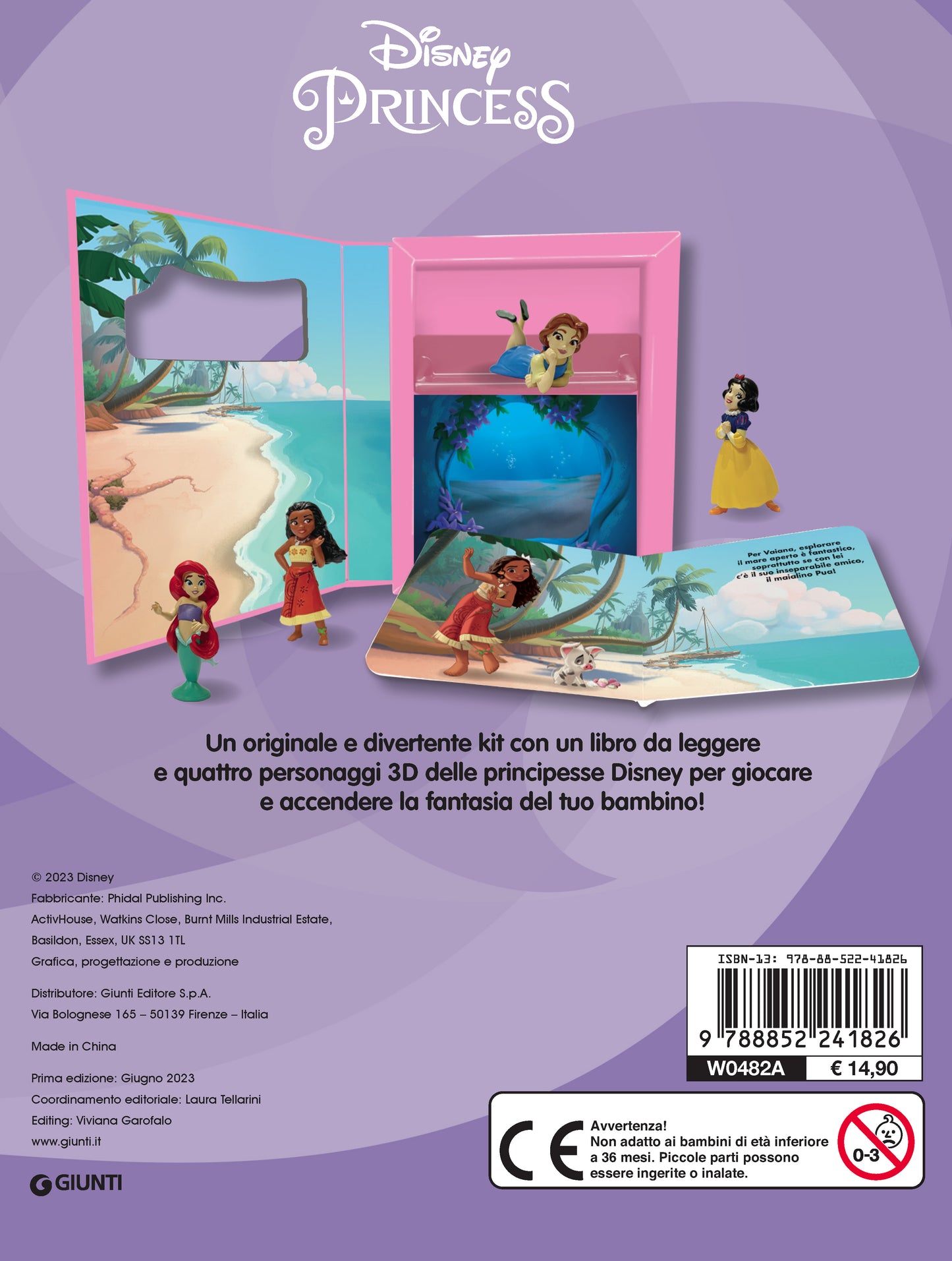 Disney Princess Baby Box. con 4 personaggi Disney in 3d e un libro
