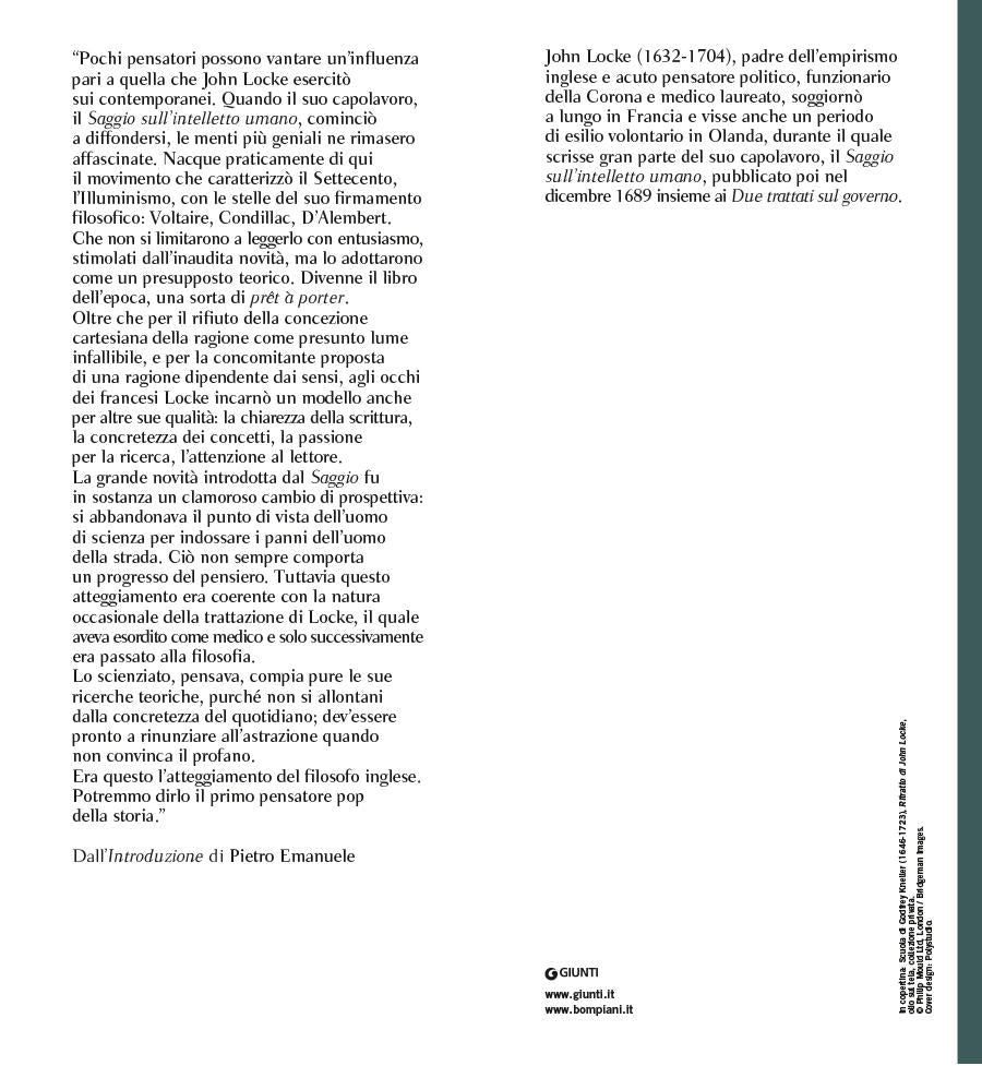 Saggio sull'intelletto umano. Testo inglese a fronte