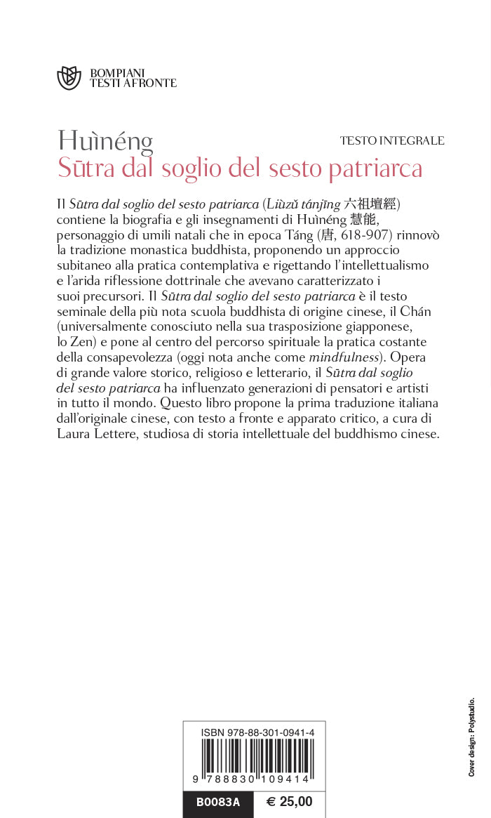 Sūtra dal soglio del sesto patriarca. Testo cinese a fronte