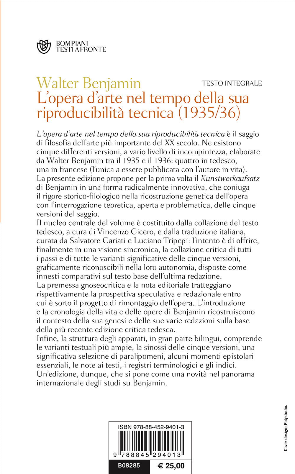 L'opera d'arte nel tempo della sua riproducibilità tecnica (1935/36). Testo tedesco a fronte