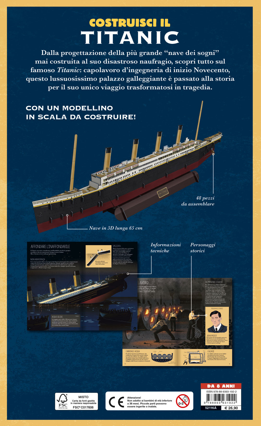 Costruisci il Titanic. Costruisci una nave di 65cm – Libro + modellino con 48 pezzi