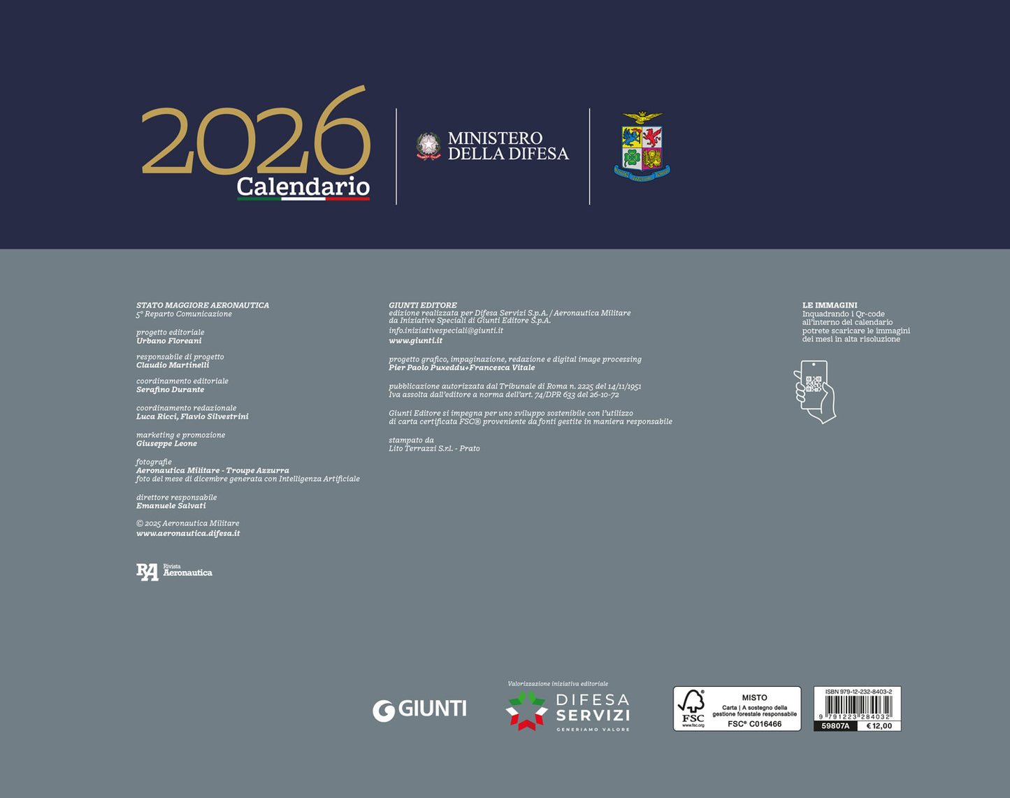 Calendario Aeronautica Militare 2026 - da parete