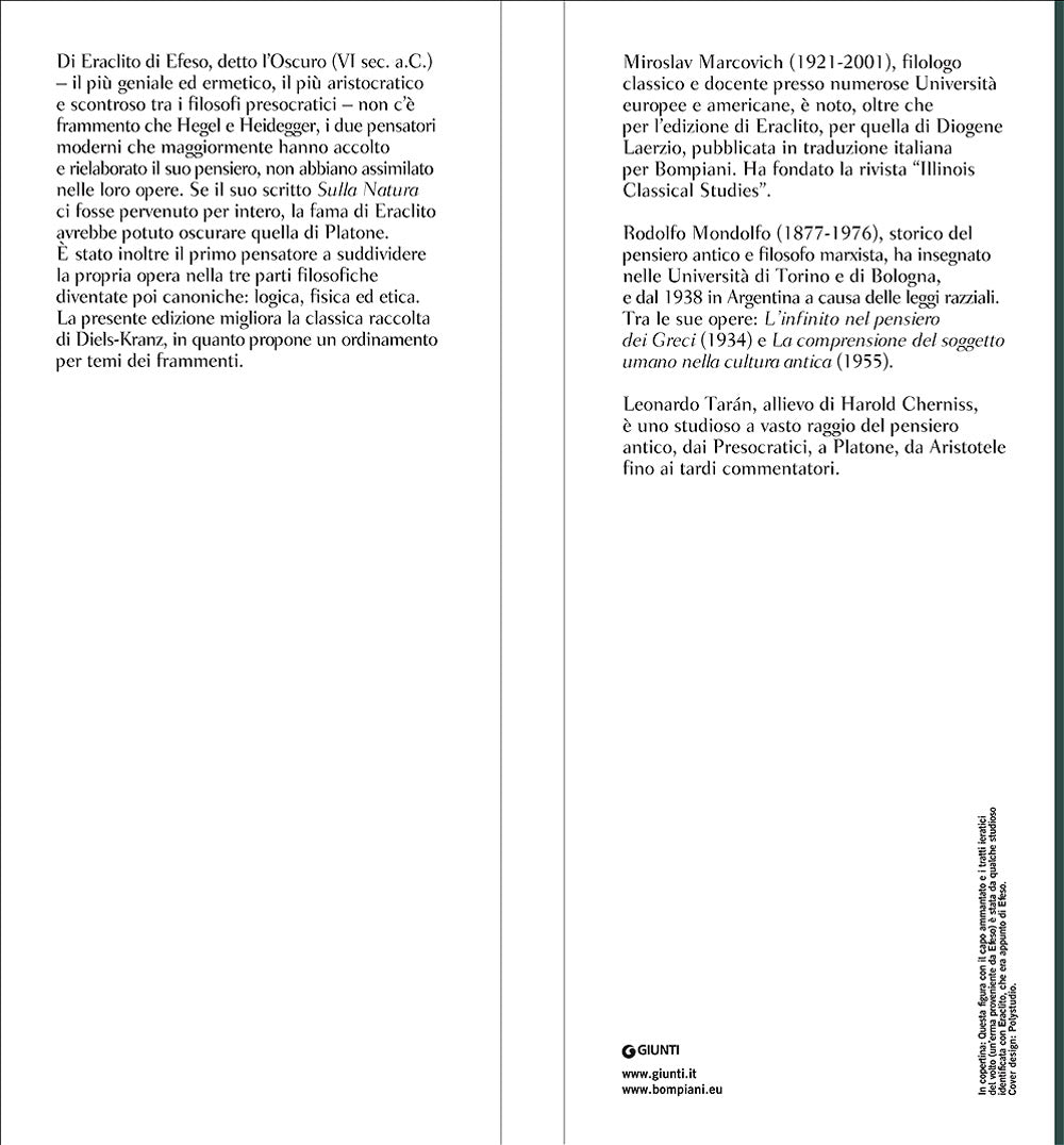 Eraclito. Testimonianze, imitazioni e frammenti. Con i testi greci