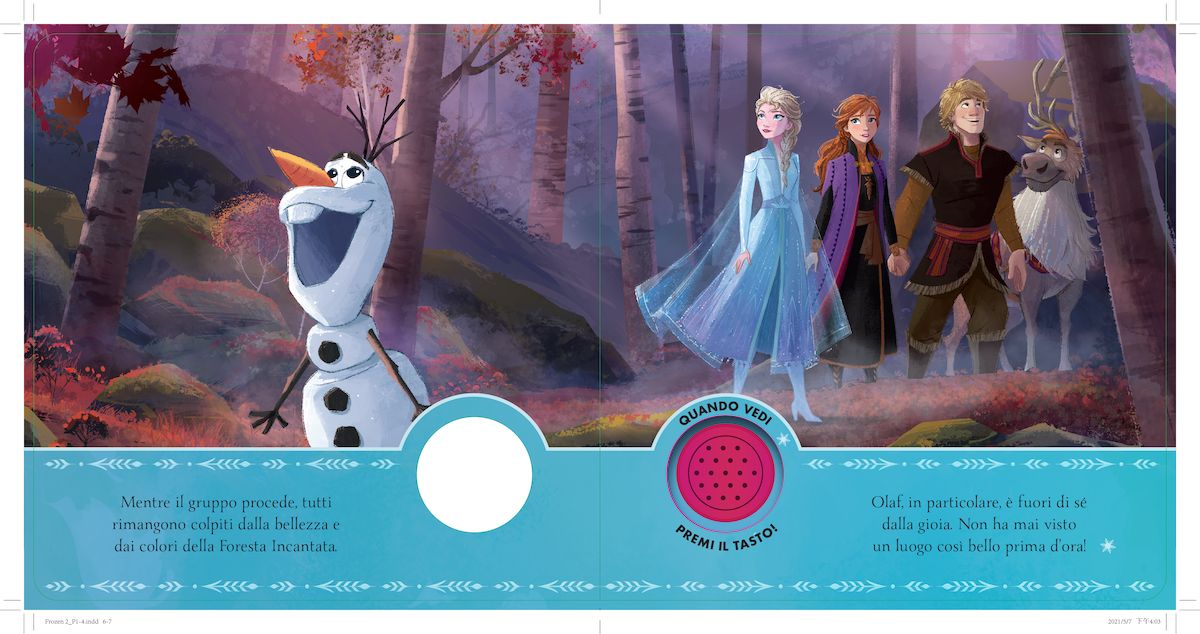 Disney Frozen 2 Premi e ascolta - Una storia da leggere con 4 suoni!. Premi il tasto e ascolta! Con 4 suoni diversi!