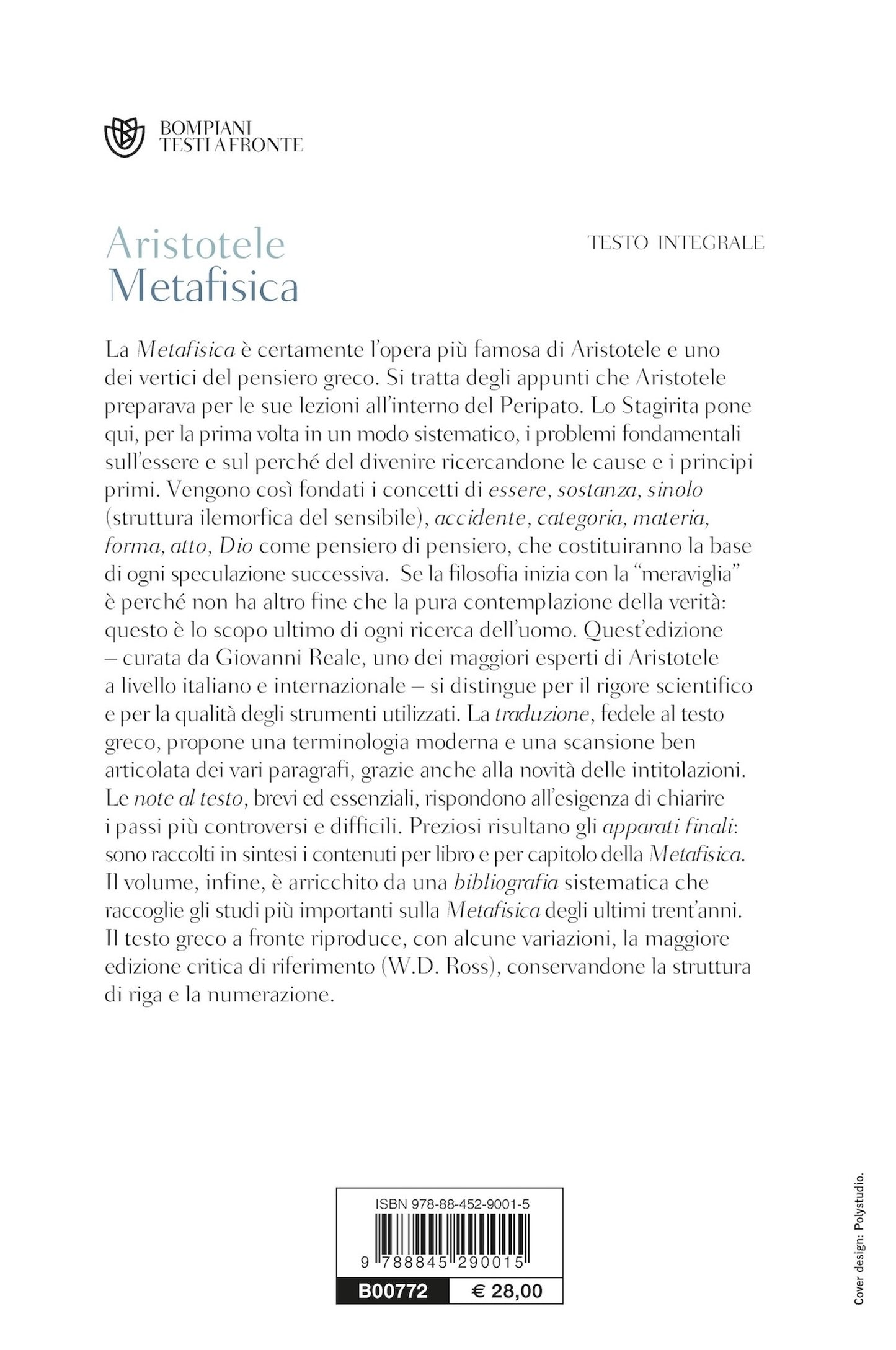 Metafisica. Testo greco a fronte