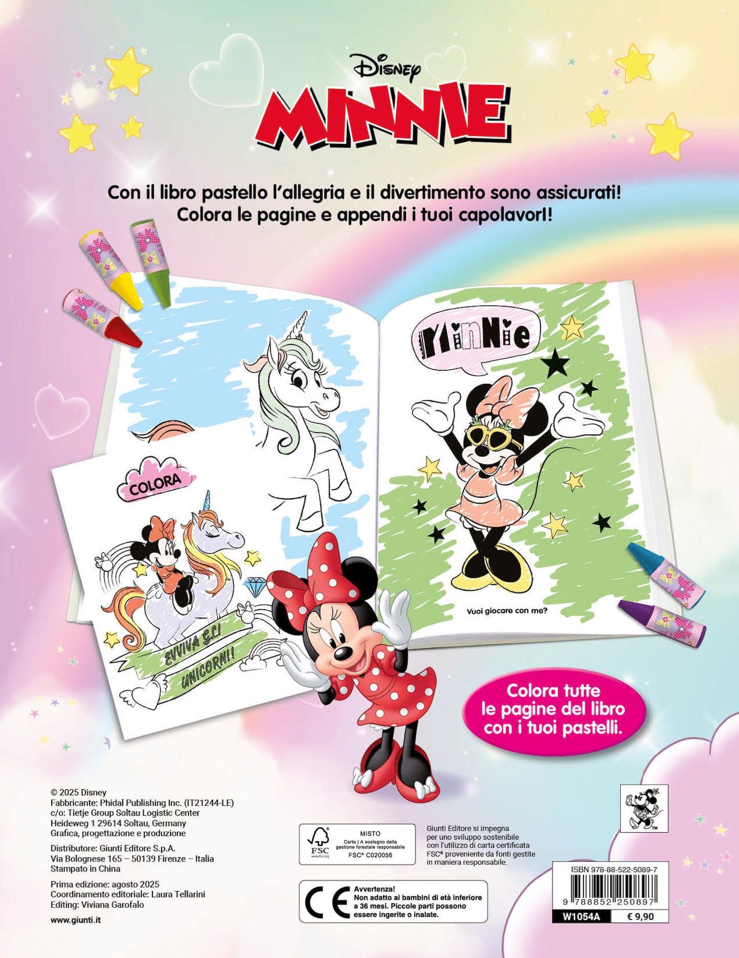 Minnie Unicorni Libro Pastello. 12 Mini pastelli per colorare