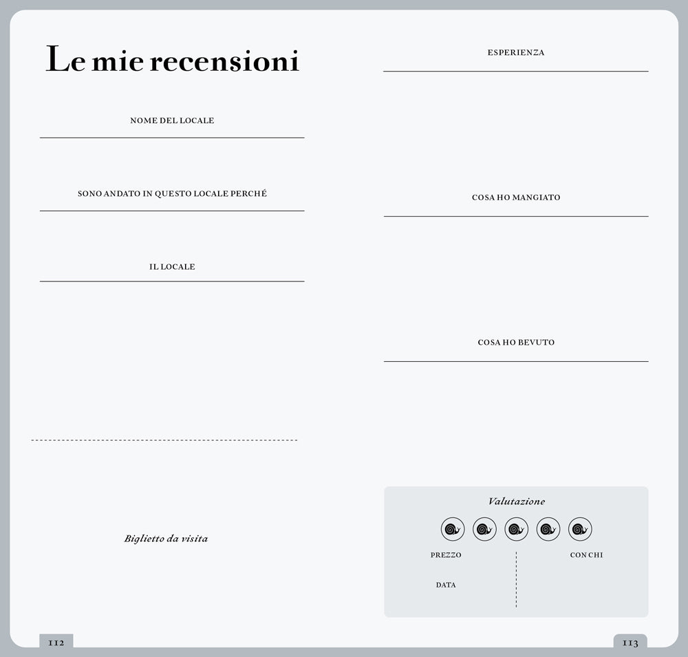 TACCUINO DEL GASTRONOMO. LE MIE RICETTE, LE MIE RECENSIONI