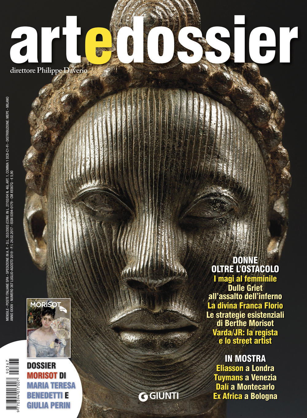 Art e dossier 367, Luglio/Agosto 2019. allegato a questo numero il dossier  Morisot di Maria teresa Benedetti e Giulia Perin