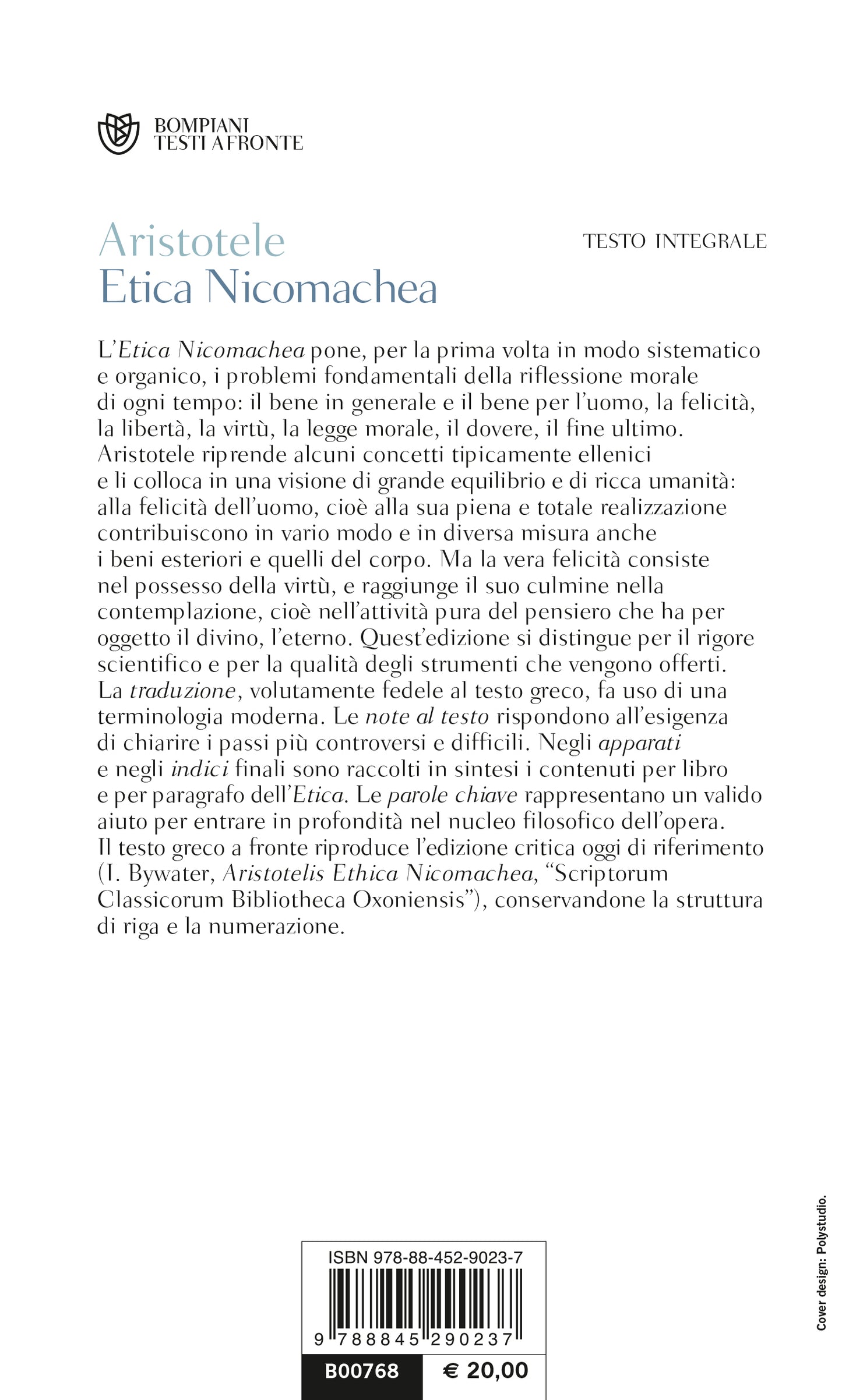 Etica Nicomachea. Testo greco a fronte