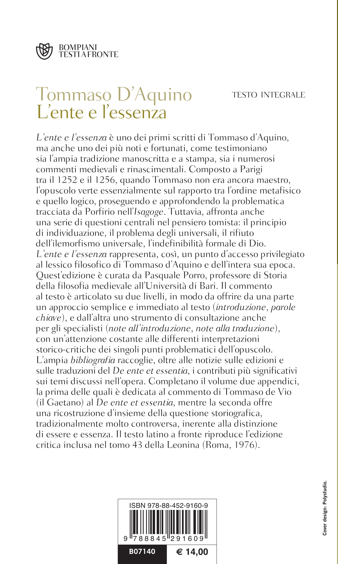 L'ente e l'essenza. Testo latino a fronte