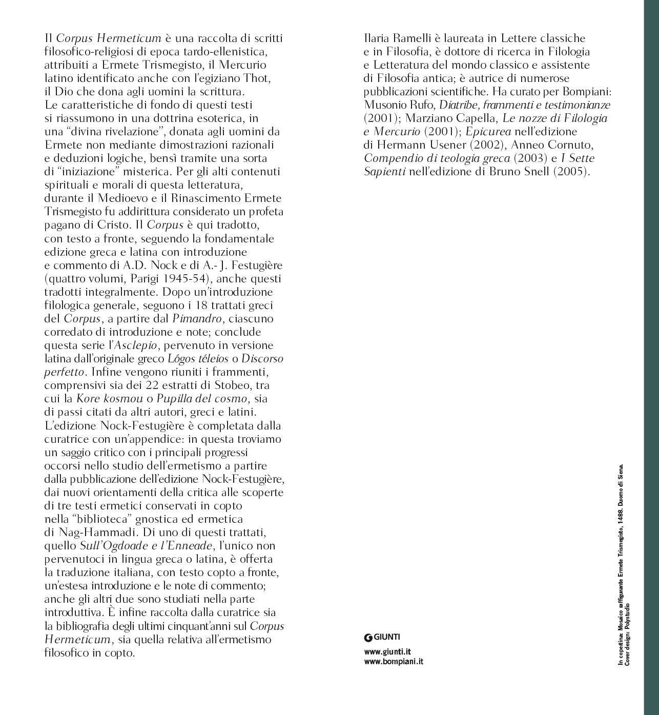 Corpus Hermeticum. Edizione e commento di A.D. Nock e A.-J. Festugière - Testo greco, latino e copto