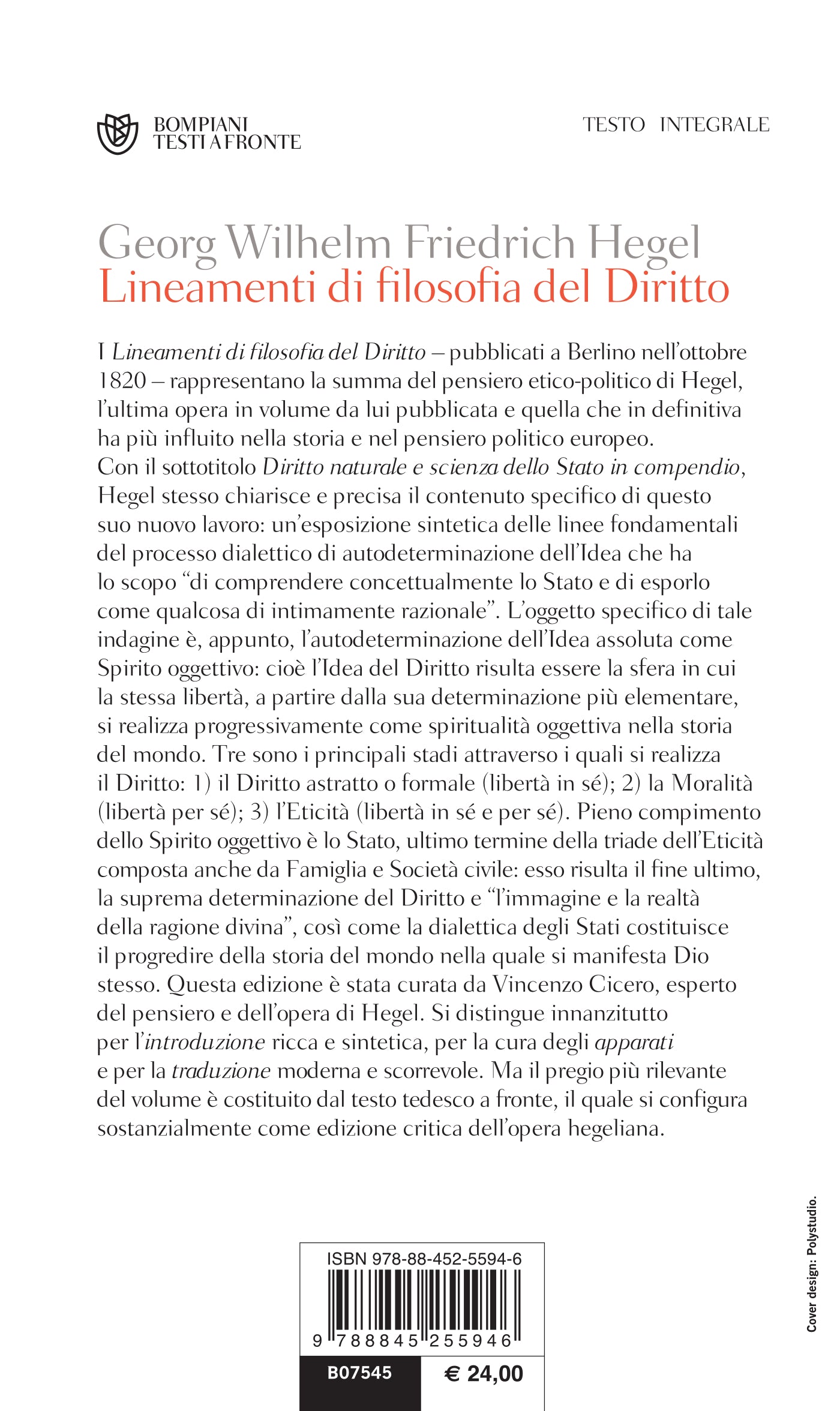 Lineamenti di filosofia del Diritto. Testo tedesco a fronte
