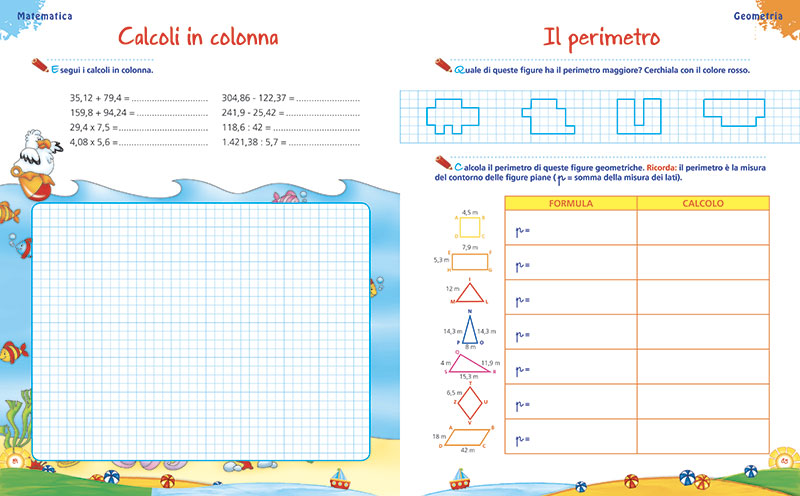 Leggo scrivo conto in vacanza - 9/10 anni. Attività di ripasso di italiano e matematica