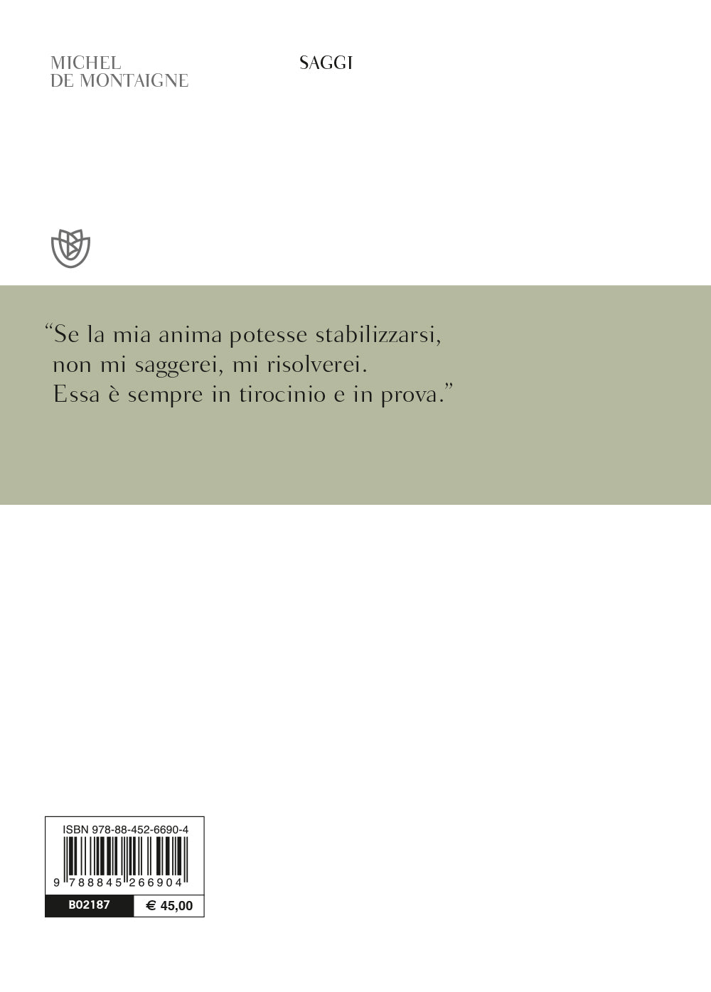 Saggi. Testo francese a fronte