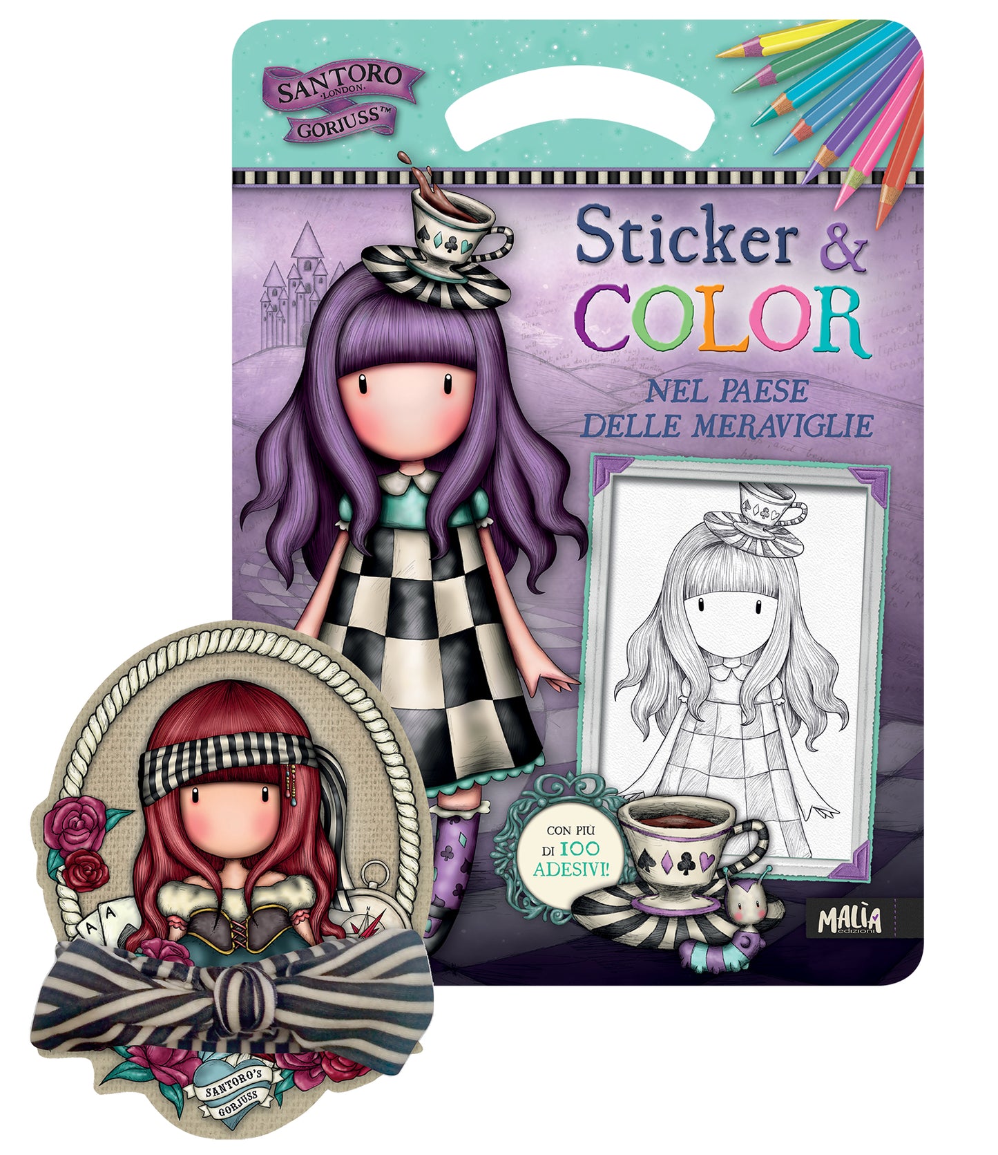 Gorjuss. Sticker & Color. Nel paese delle meraviglie + Bandana a righe