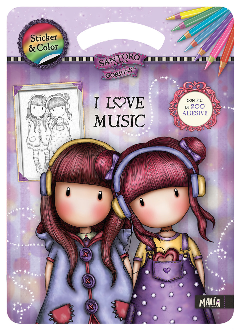 Gorjuss. Sticker&Color. I love music. I love music
