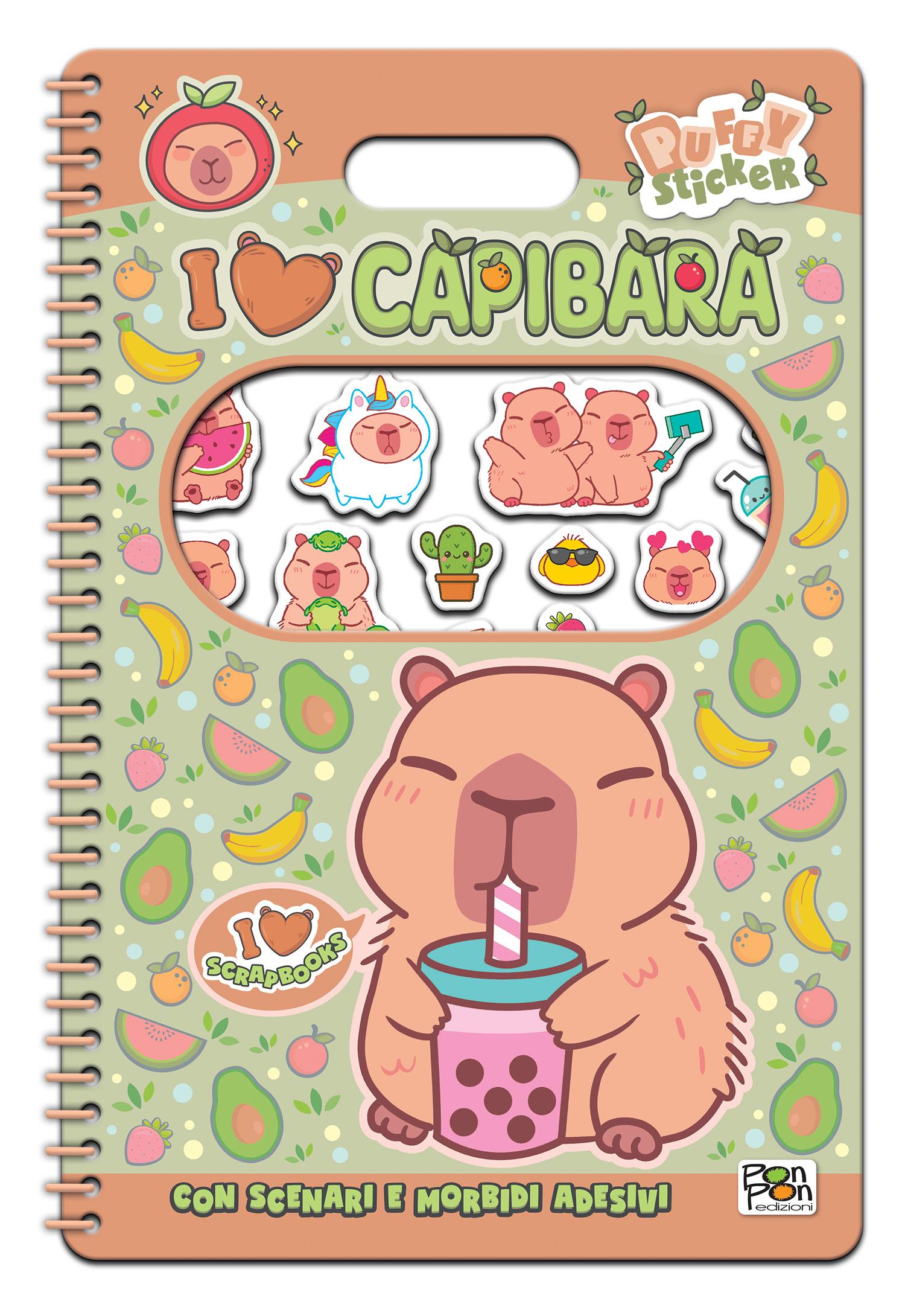 I Love Capibara. Puffy sticker. I love scrapbooks