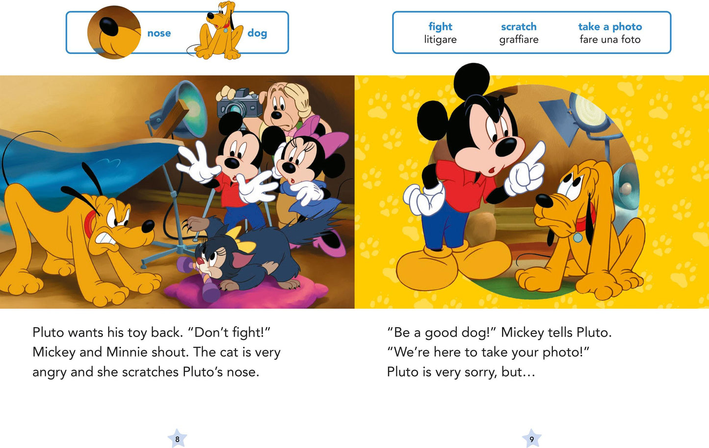 Pluto at the vet's - Pluto va dal veterinario - L'inglese con Disney Prime letture con QR Code