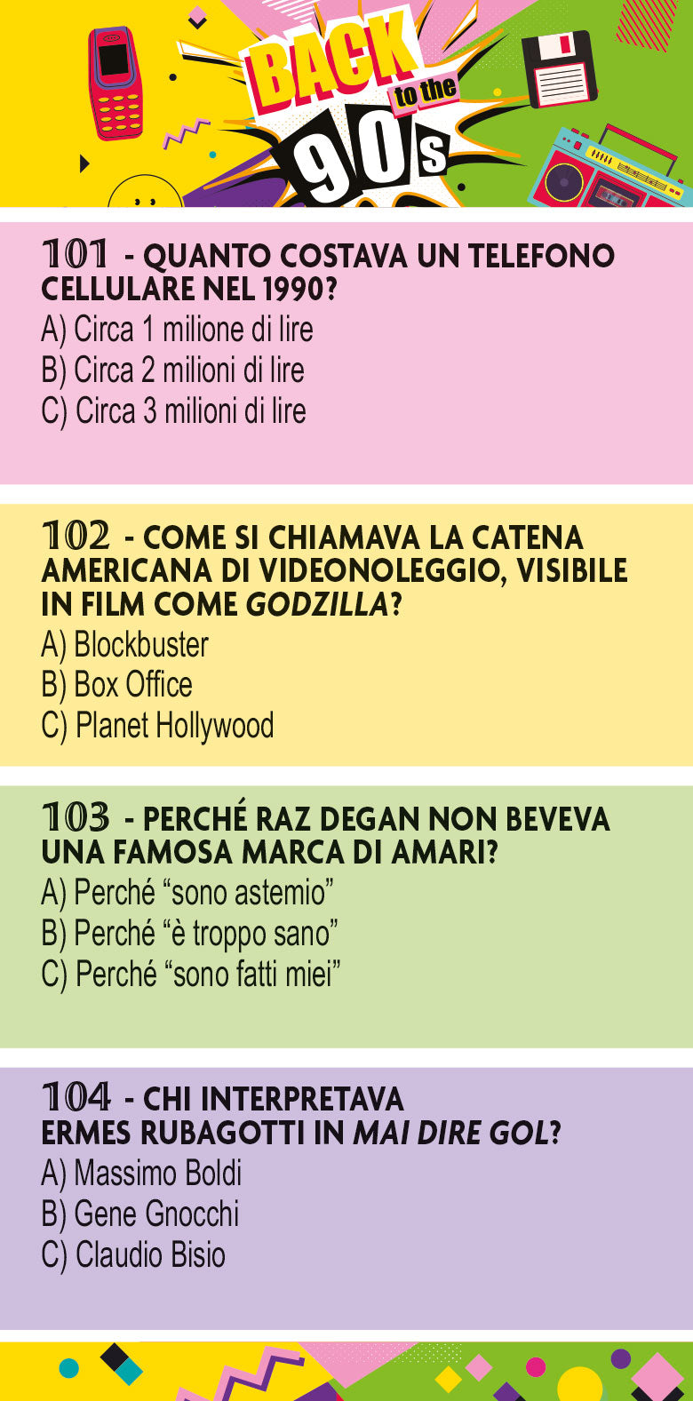 BACK TO THE 90s. Il grande Quiz sugli anni Novanta