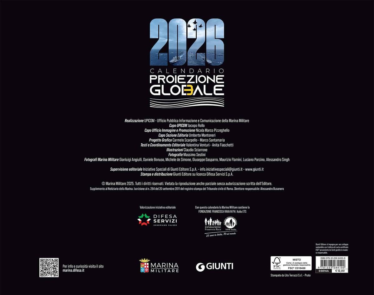 Calendario Marina Militare 2026 - da parete. Proiezione globale