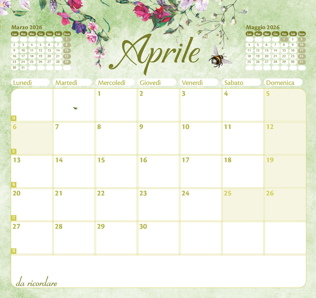 CALENDARIO EMILY LIRICHE 2026 da tavolo (17 X 16 cm)