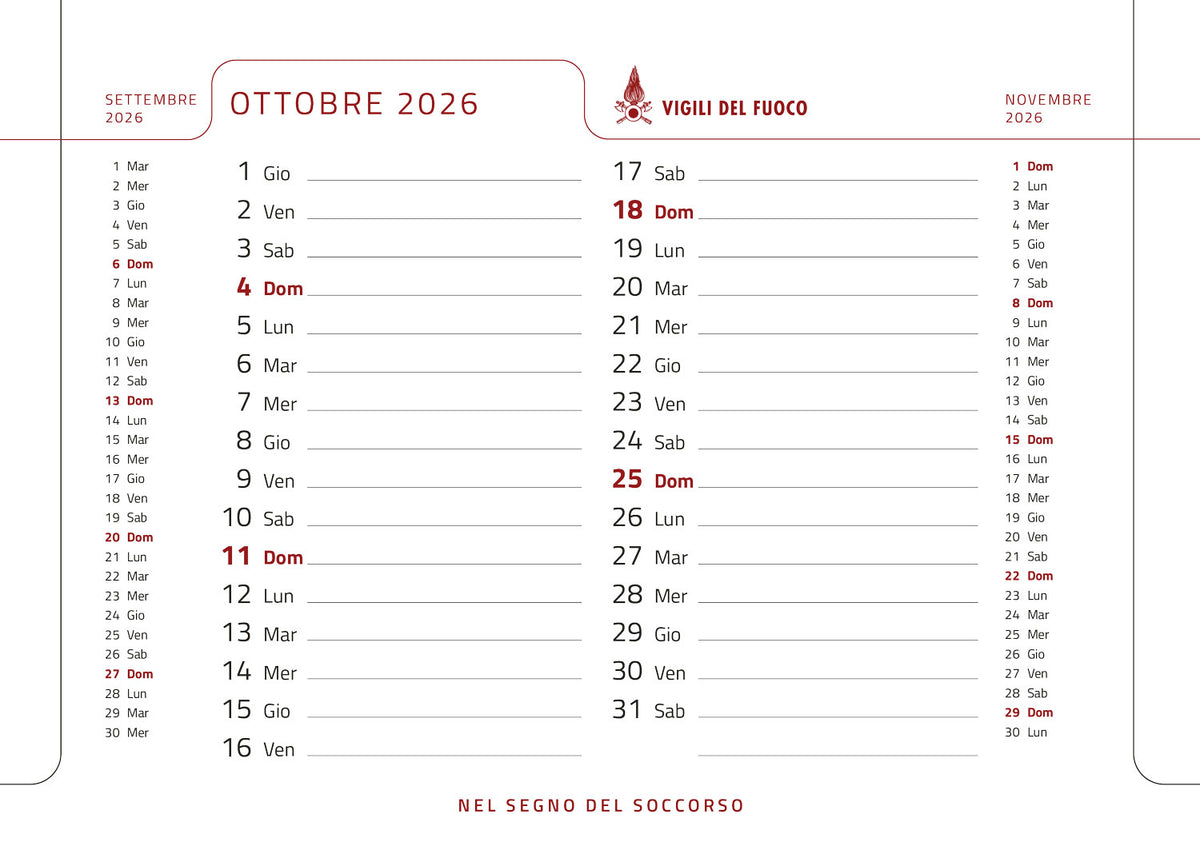 Calendario 2026 Vigili del Fuoco - da tavolo. Nel segno del soccorso