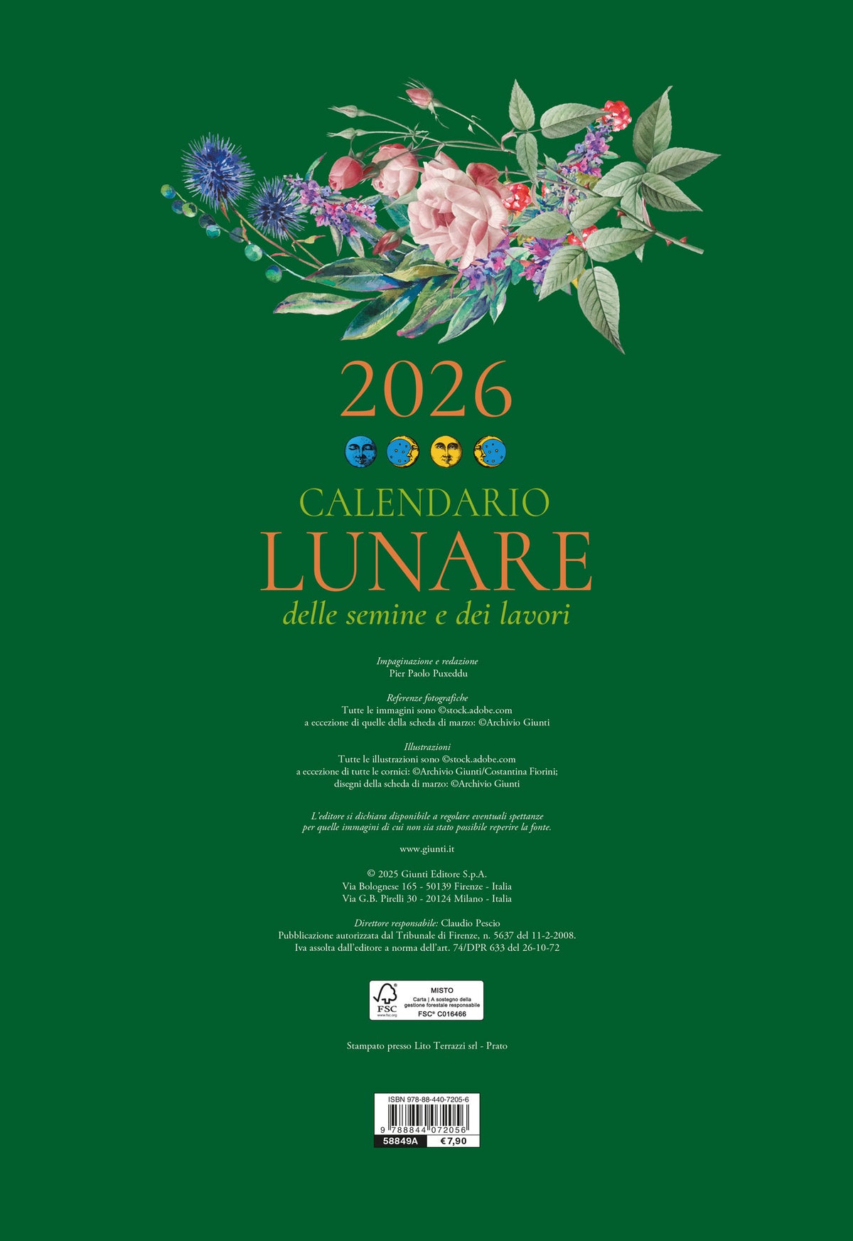 CALENDARIO LUNARE 2026 da parete (26,5 X 38,5 cm)
