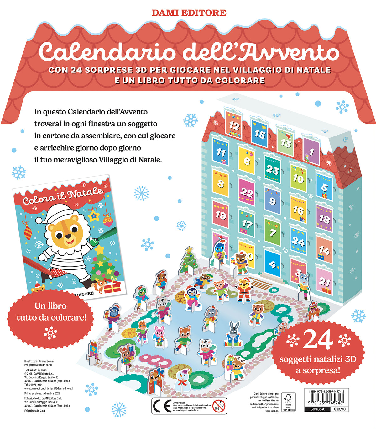 Calendario dell'Avvento. con 24 sorprese 3D per costruire il villaggio di Natale