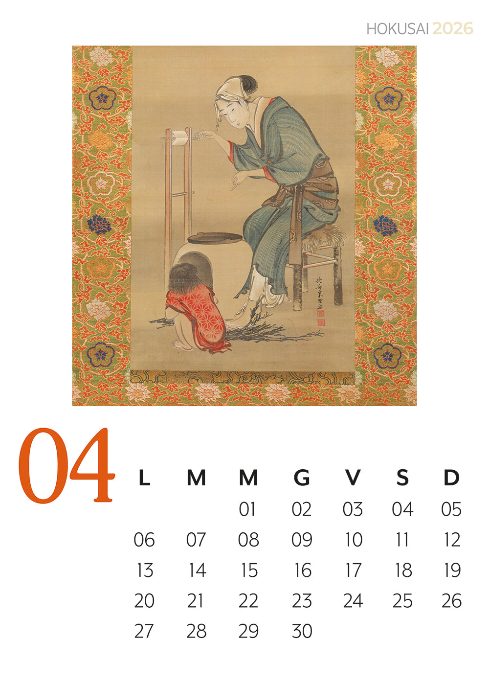 Calendario Hokusai 2026 da parete (30 x 42 cm)