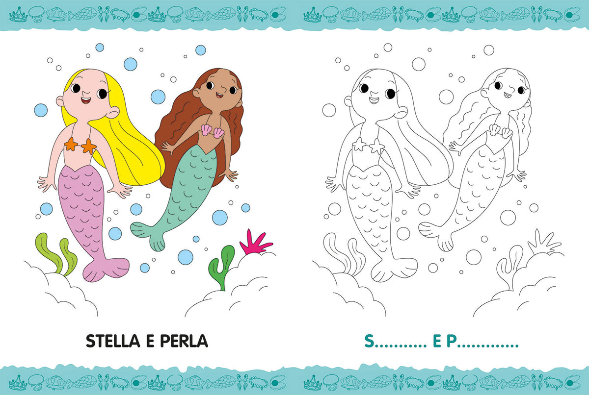 Colora e gioca con le sirene. Con stickers