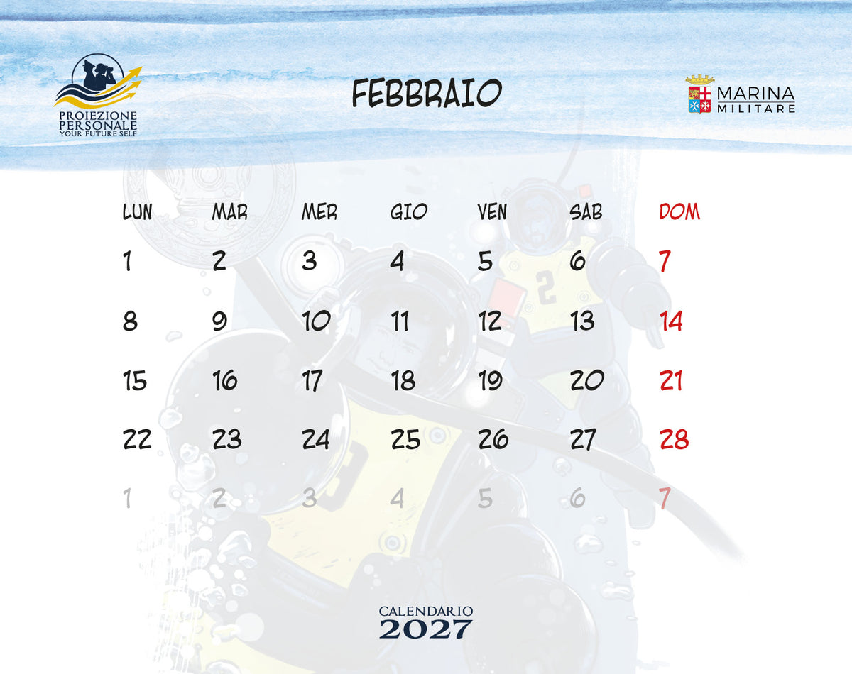 Calendario Marina Militare 2027 - da tavolo . Proiezione personale