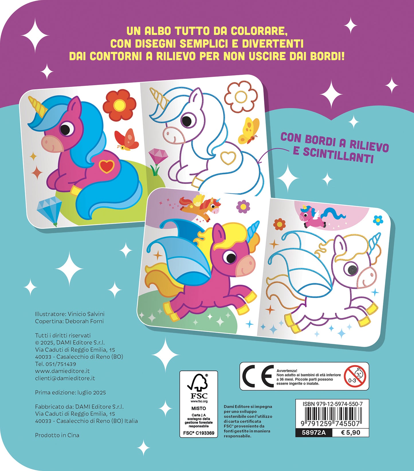 Colora gli unicorni scintillanti