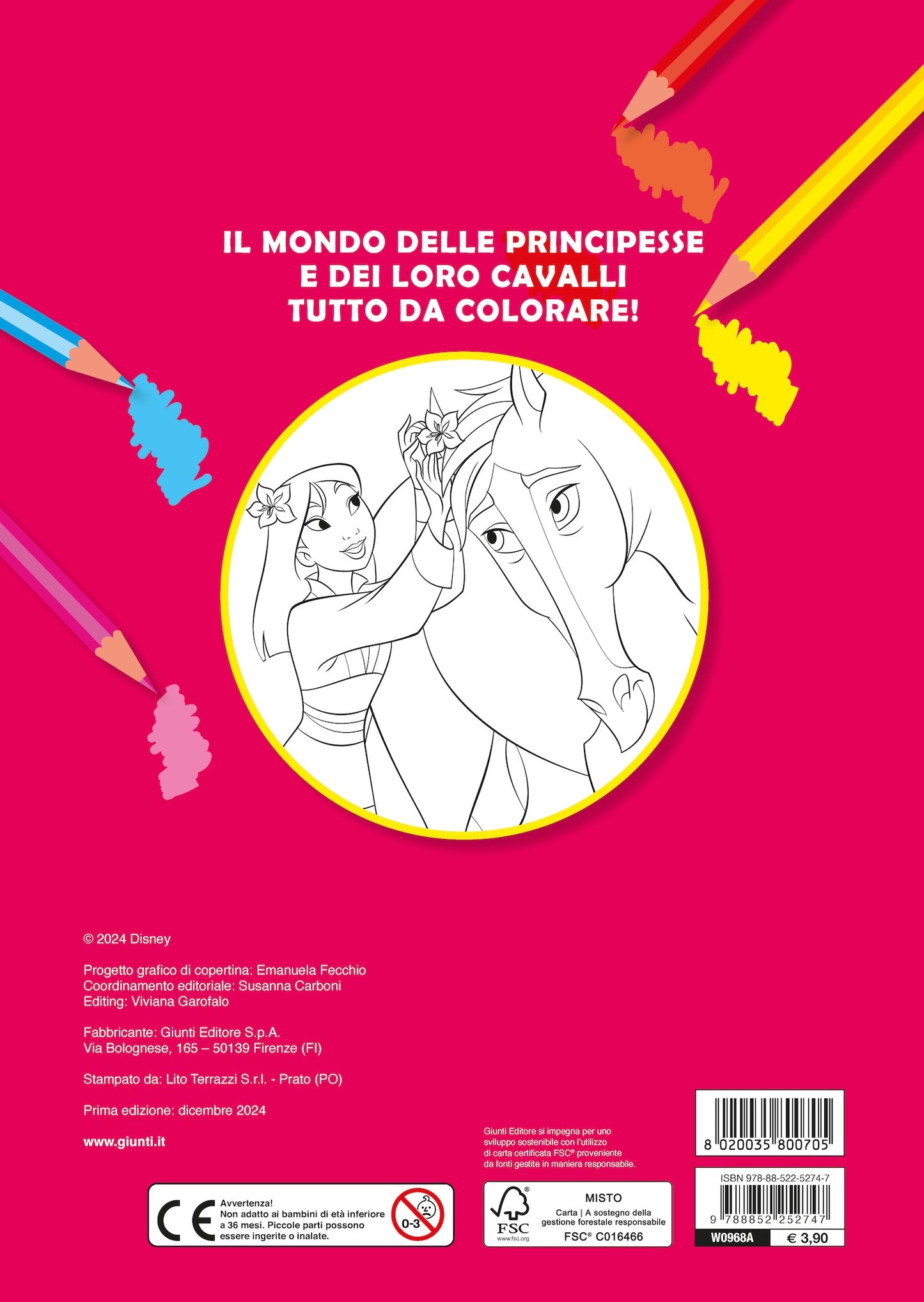 Principesse a cavallo Disney Primo album da colorare