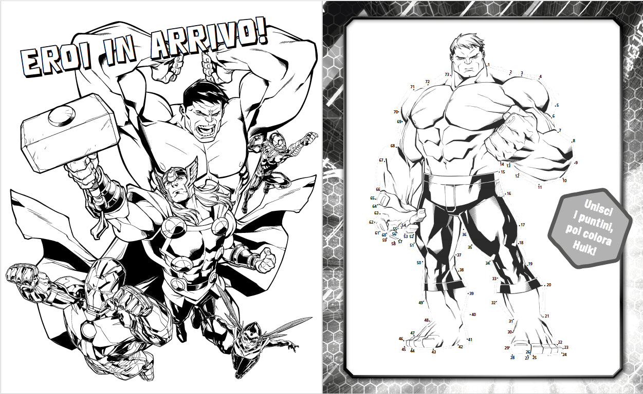 Avengers 5 in 1 attività da colorare. Con più di 60 adesivi