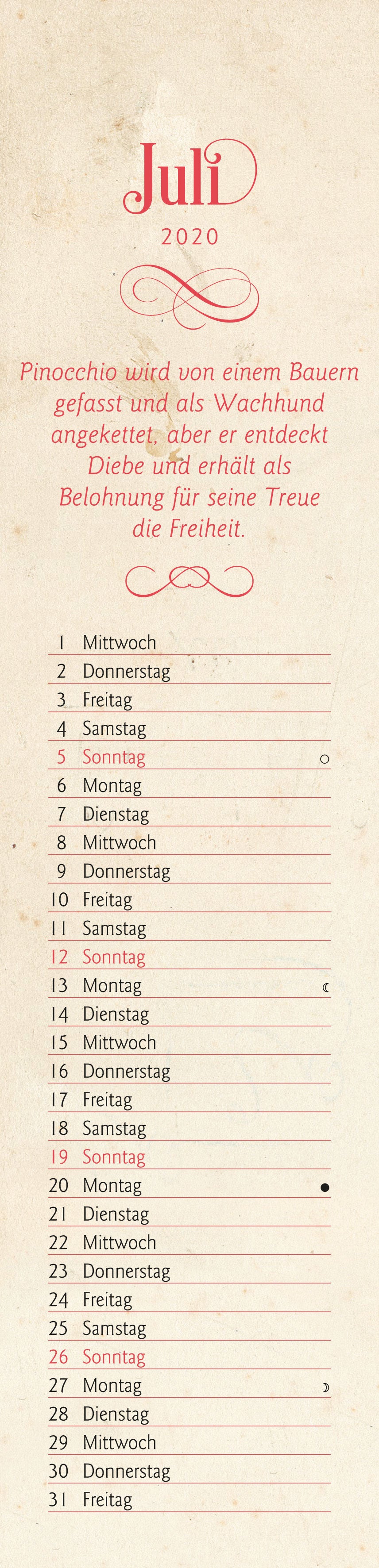 Pinocchio Kalender 2020