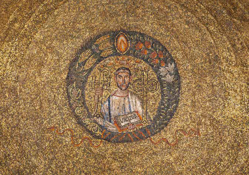 Sant'Ambrogio bollo fondo oro - cartolina