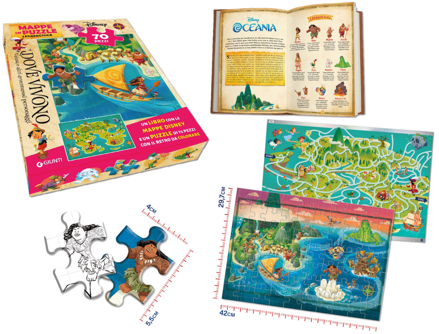 Vaiana Mappe in puzzle Leggi&Gioca. Dove vivono Vaiana e altri amici d’avventura