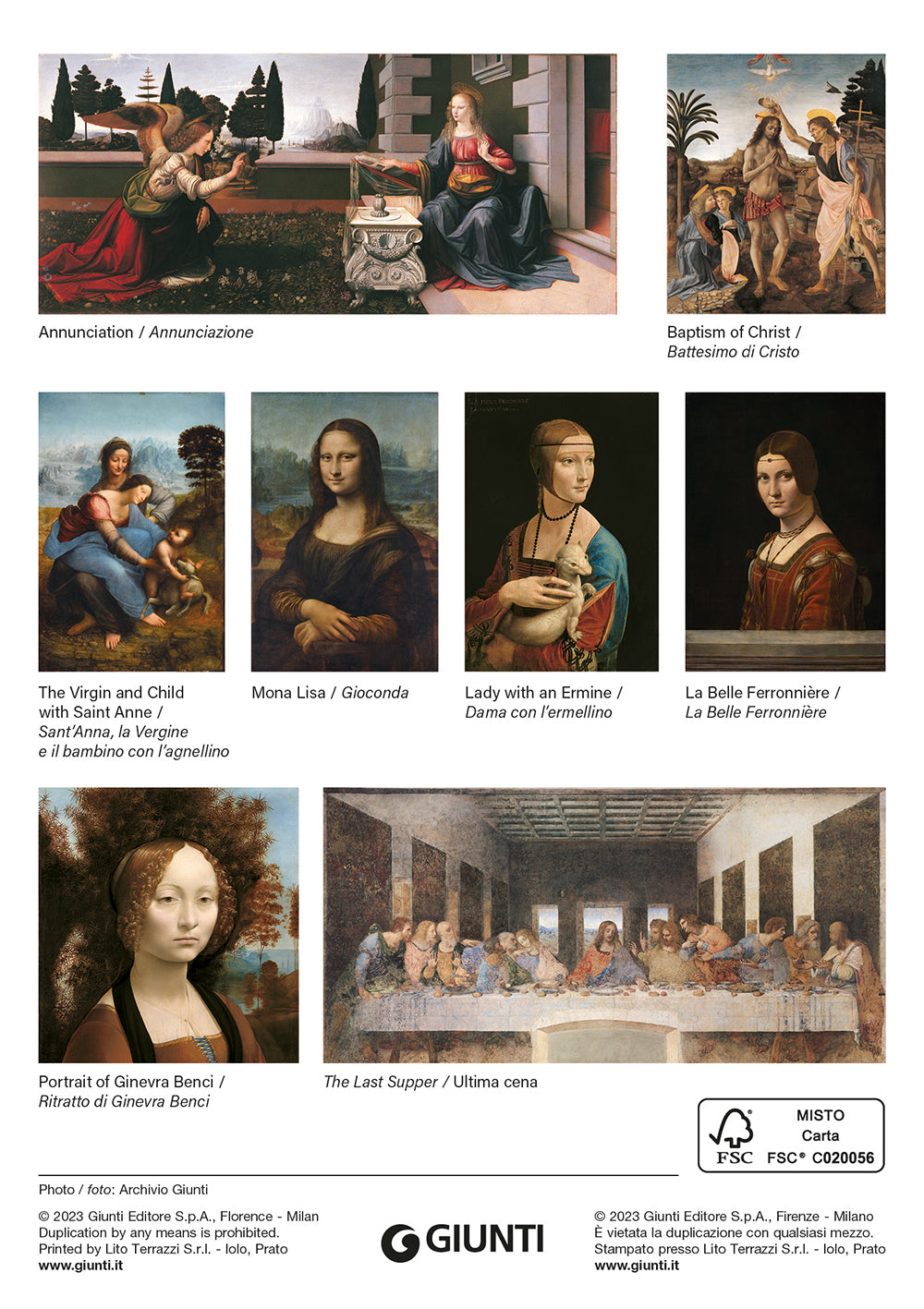 Kit 10 cartoline+foglietto+matite Leonardo