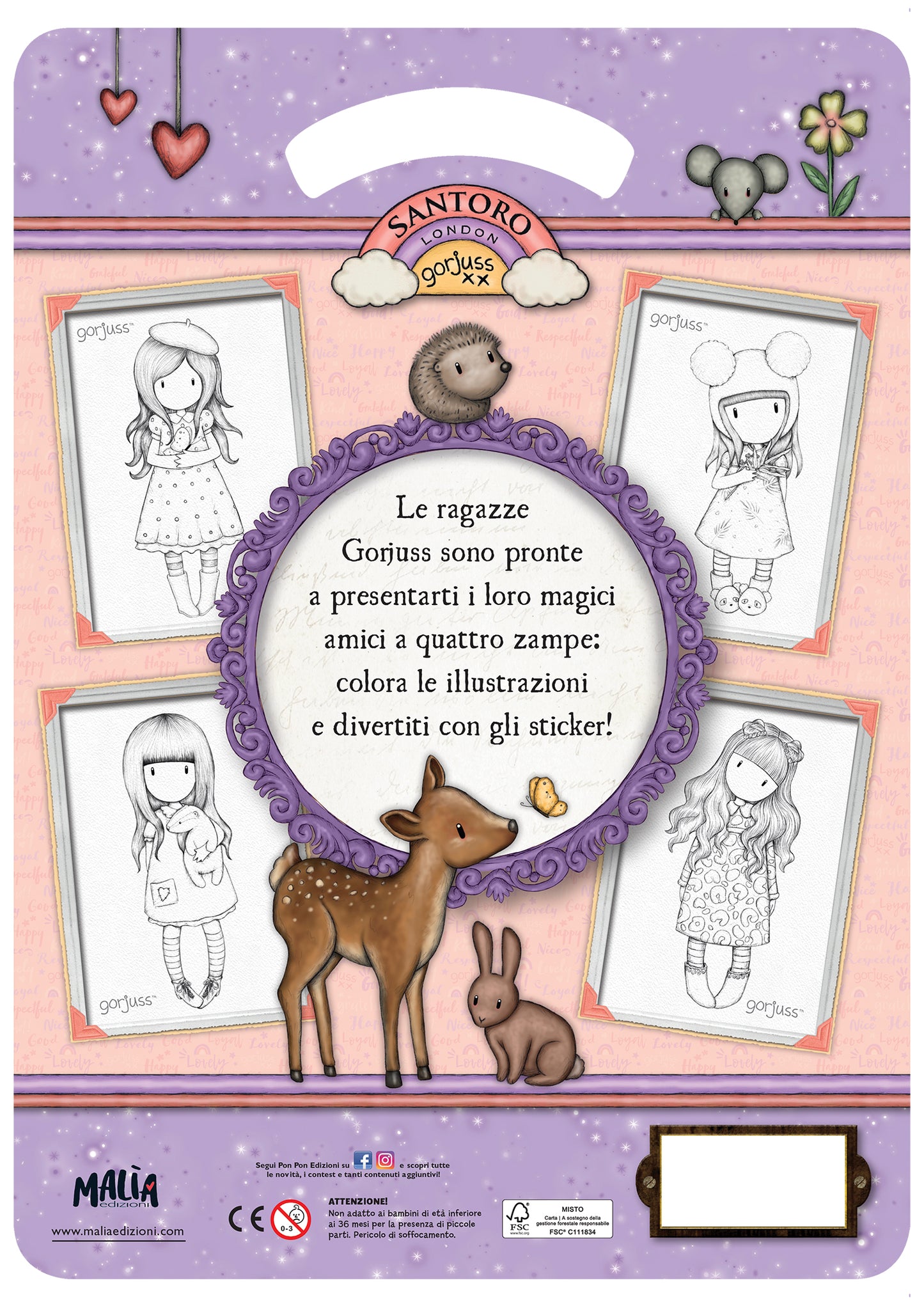 Gorjuss. Sicker & Color. Animali selvaggi + Bandana viola