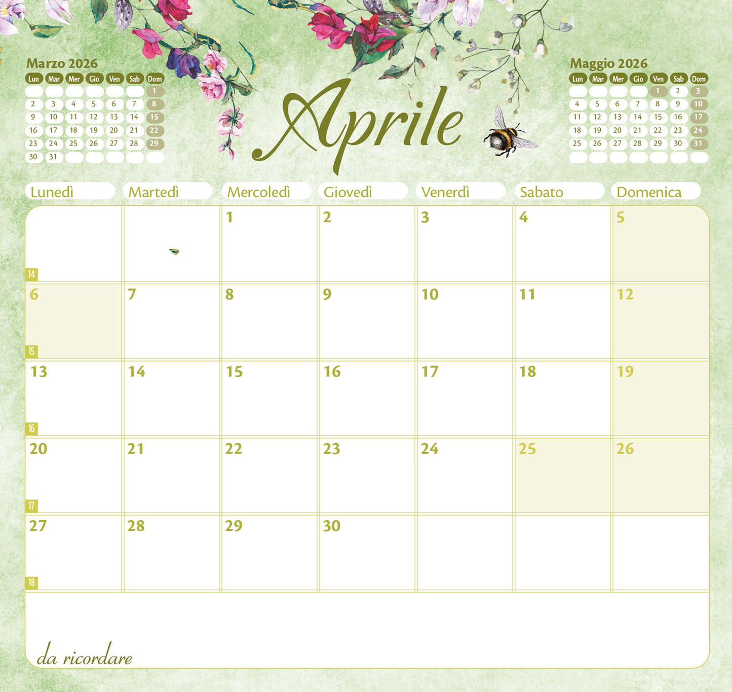 CALENDARIO EMILY LIRICHE 2026 da tavolo (17 X 16 cm)