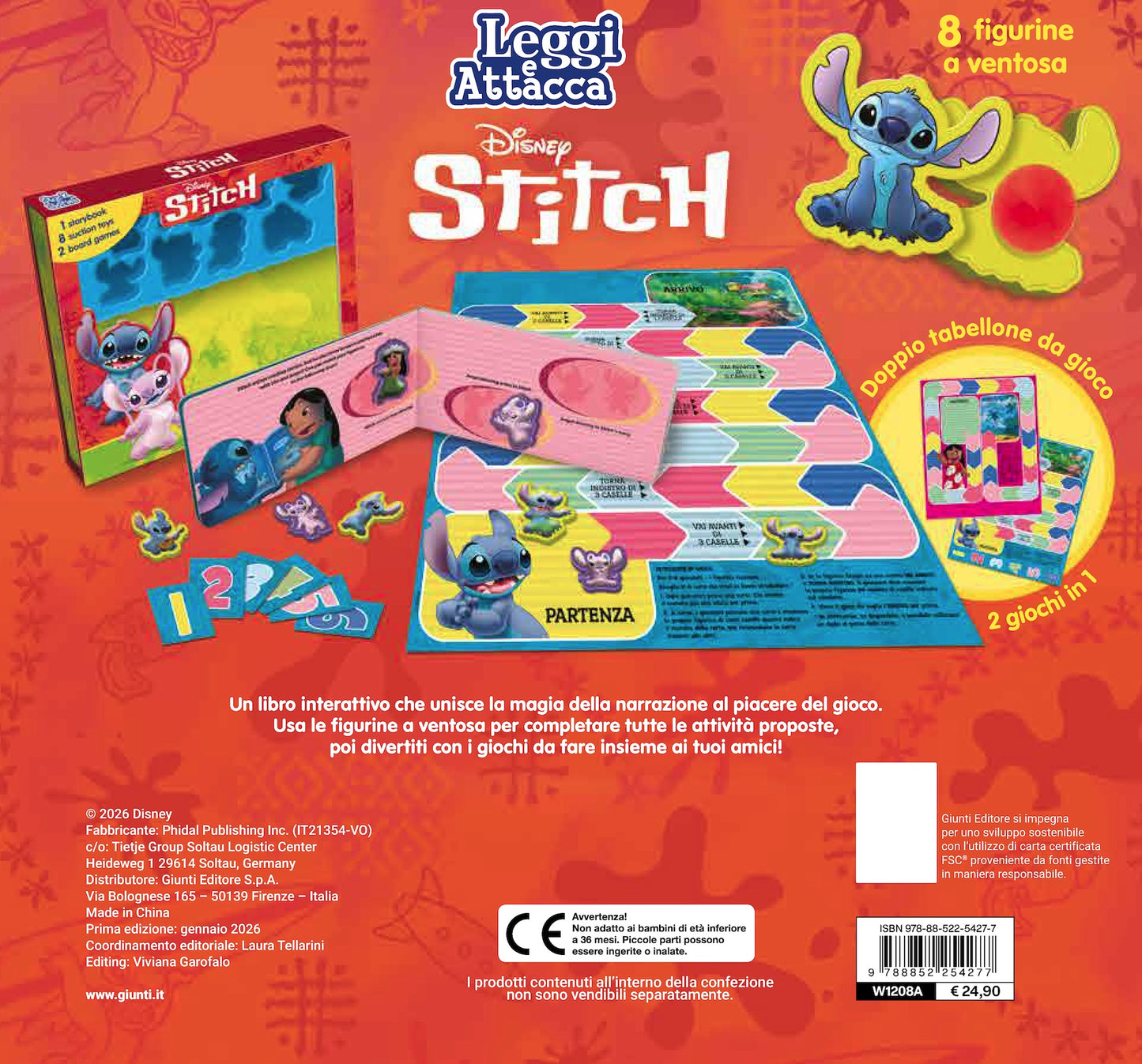 Stitch Leggi e attacca. 1 libro, 8 figurine, 2 giochi da tavolo