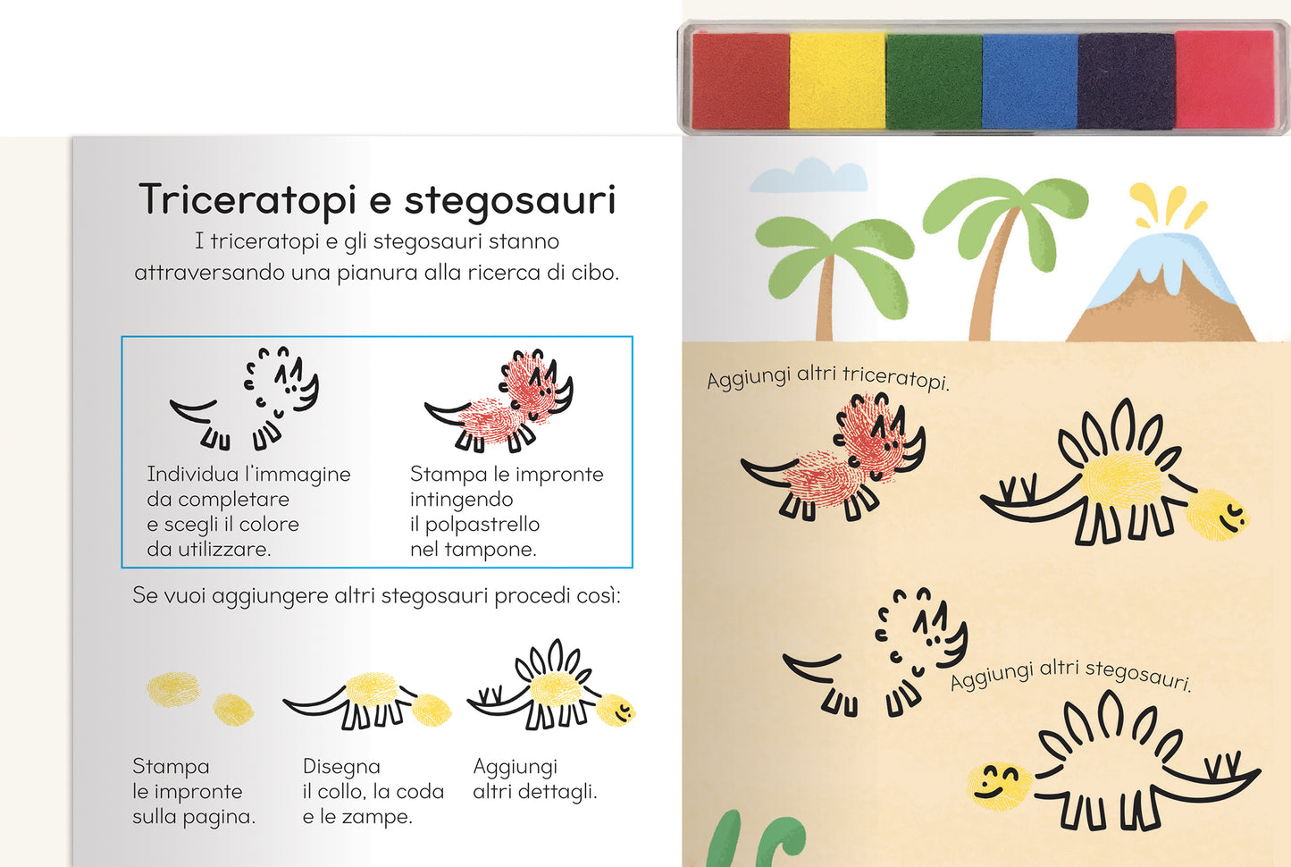 Disegna con le impronte - Dinosauri