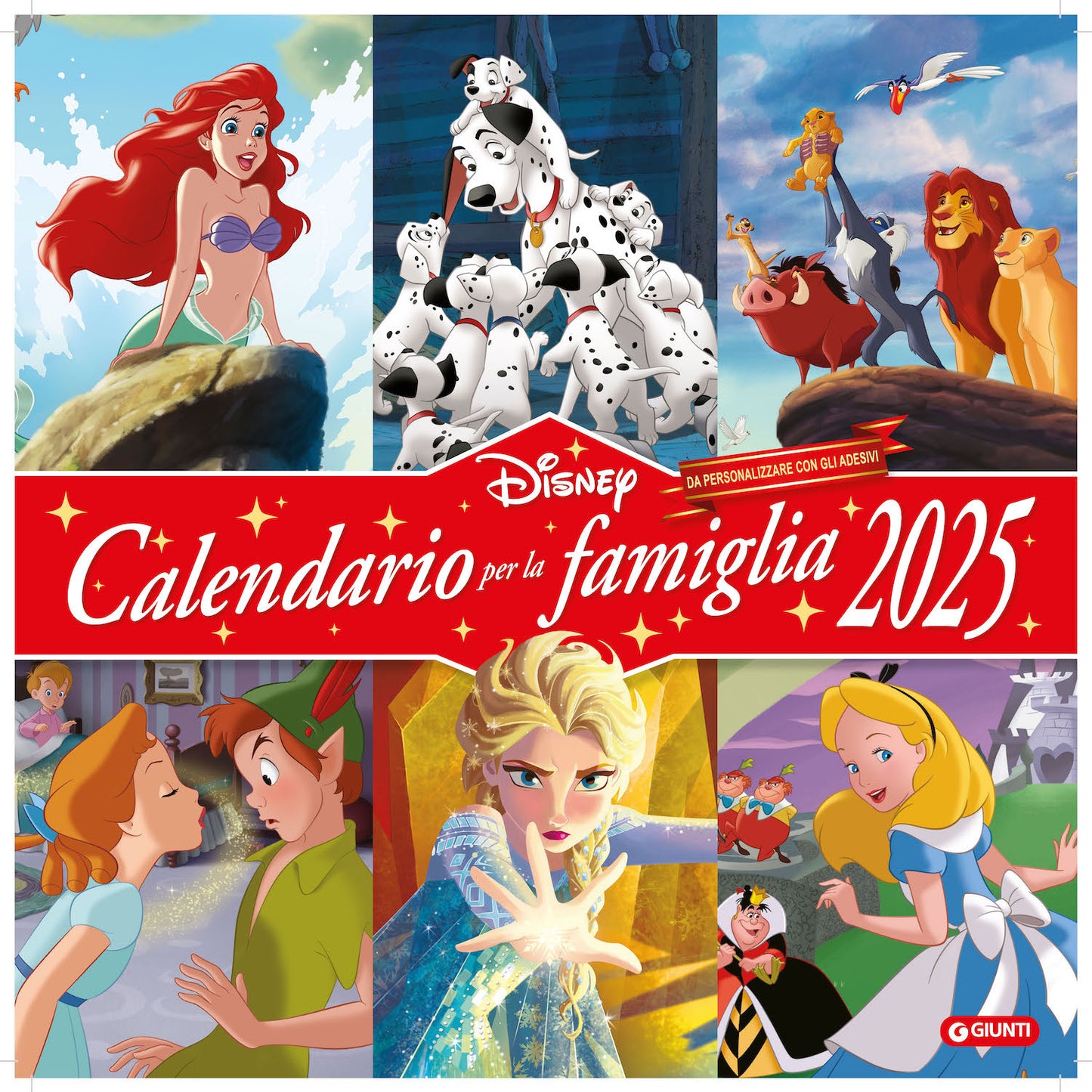 Calendario per la famiglia Disney 2025. Da personalizzare con gli adesivi