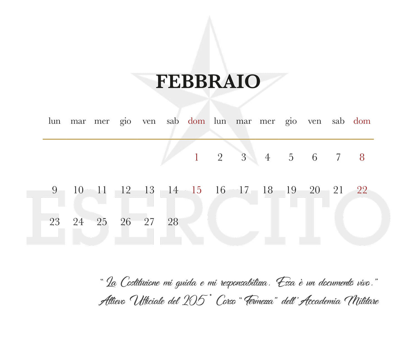 CalendEsercito 2026 - da tavolo. Lo giuro