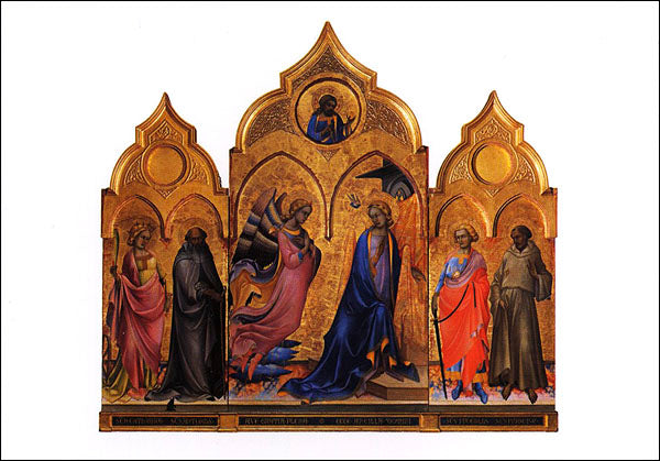 Cartolina. Firenze - Galleria dell'Accademia. Annunciazione (1418 circa). dopo il restauro