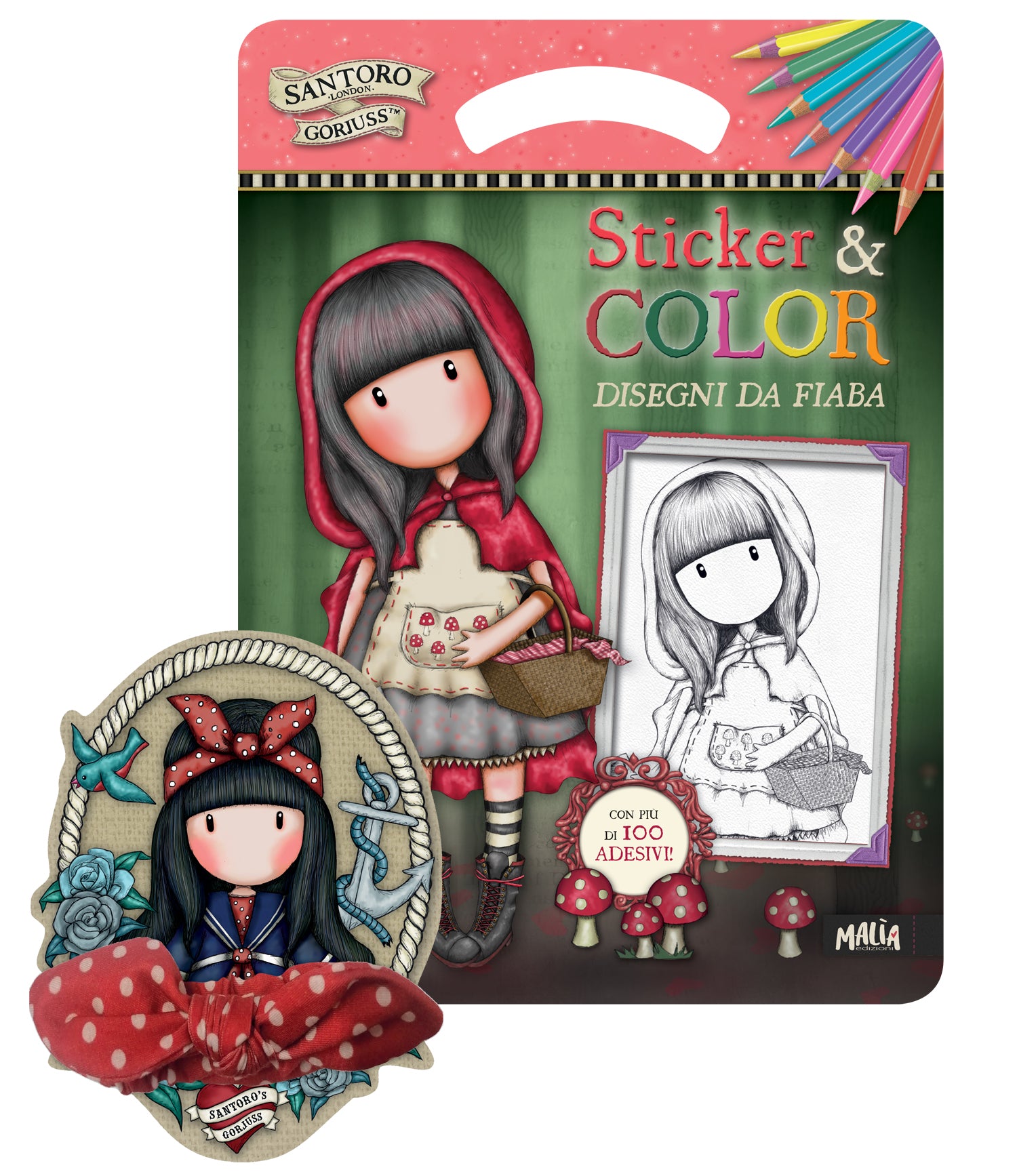 Gorjuss. Sticker & Color. Disegni da fiaba + Bandana rossa