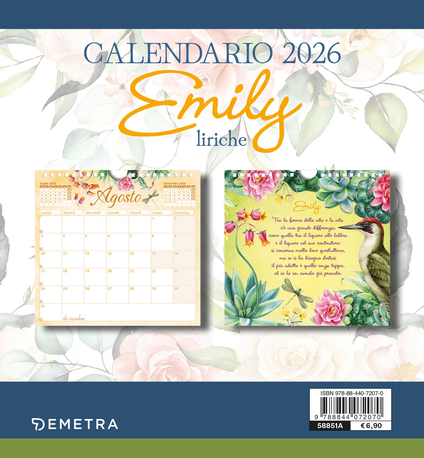 CALENDARIO EMILY LIRICHE 2026 da tavolo (17 X 16 cm)