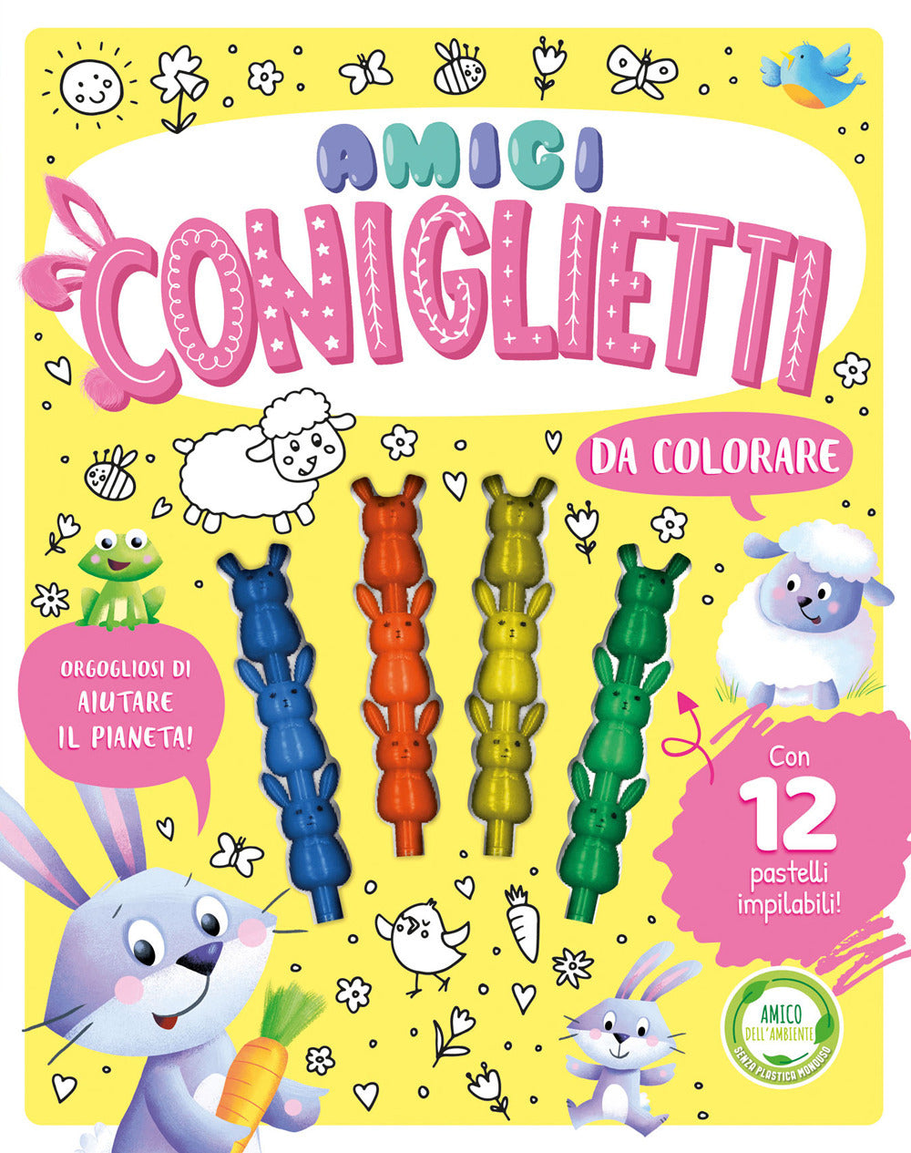 Amici coniglietti da colorare. Ediz. illustrata. Con 12 pastelli