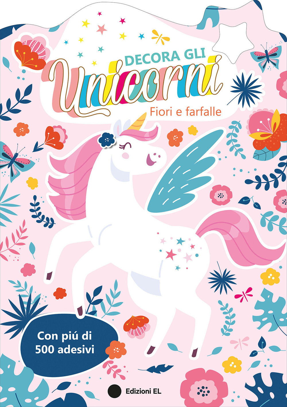 Decora gli unicorni. Fiori e farfalle