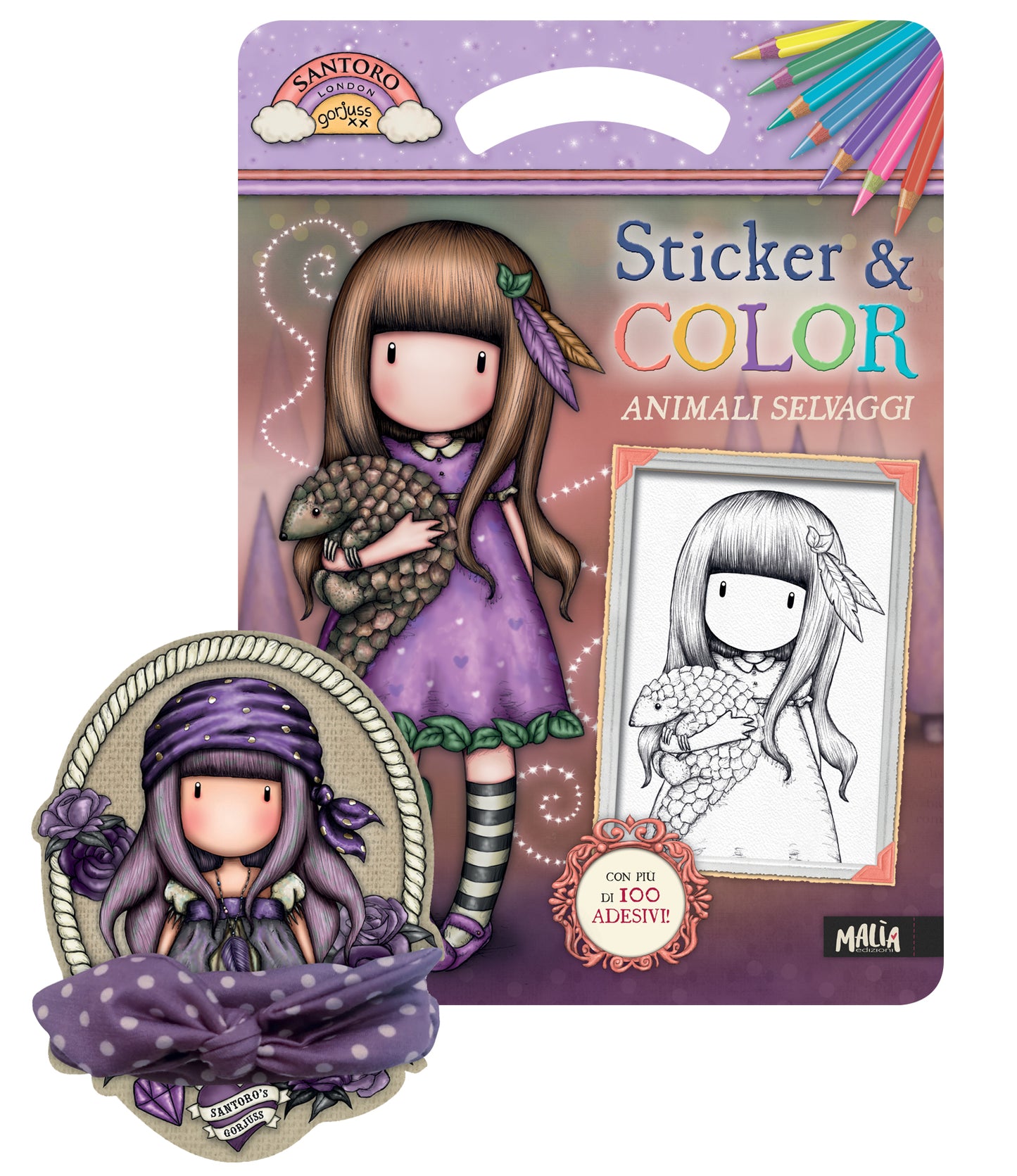 Gorjuss. Sicker & Color. Animali selvaggi + Bandana viola